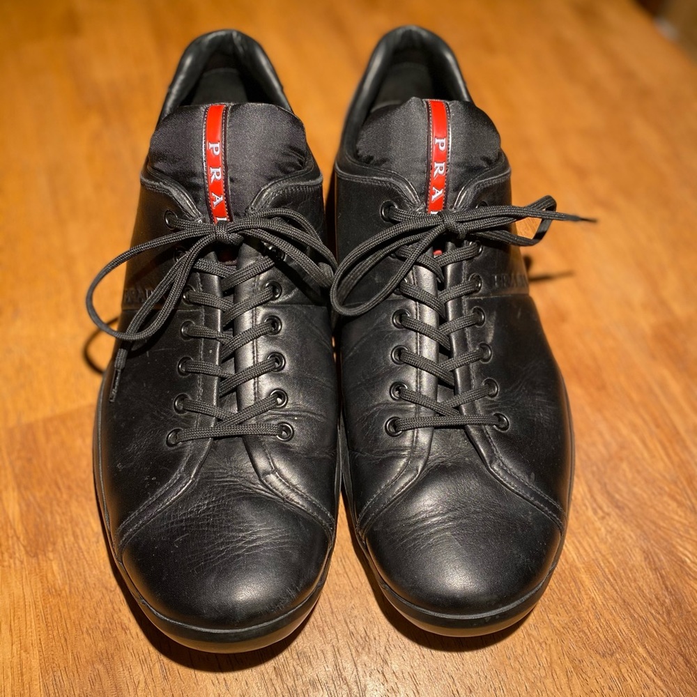 Prada Lace-up Leather Sneakers